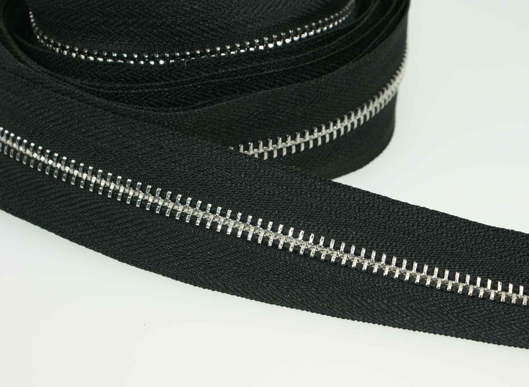 5m metal-endless zipper - 6mm rail - silver *NEw*