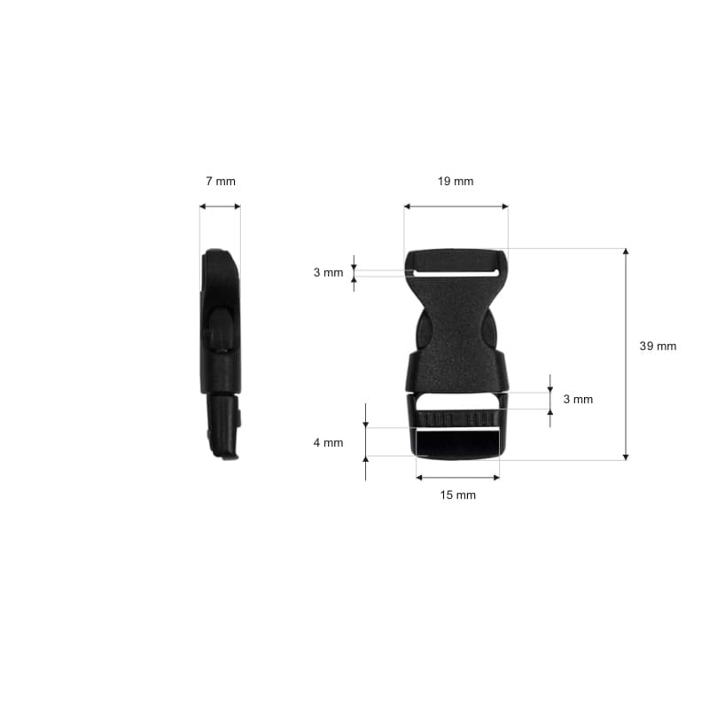 Picture of 10 buckle made of synthetic fiber- for 15mm wide webbing - adjustable from one side