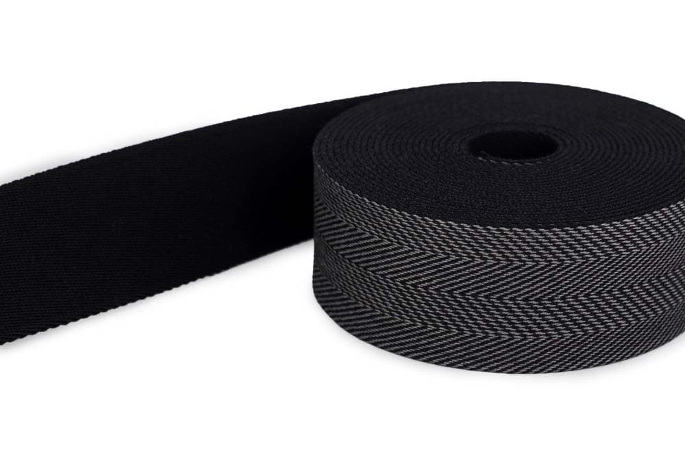 Picture of 1m belt strap / bags webbing - color: fish bones black 253 - 40mm wide