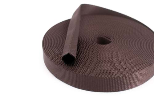 50m tube webbing made of polyamide, 20mm wide, brown