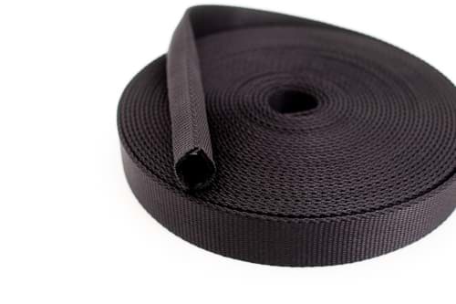 10m tube webbing made of polyamide, 40mm wide, black