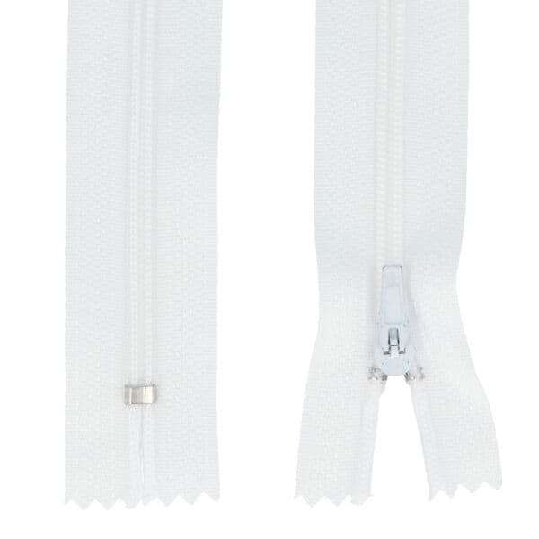 zipper  - 120cm long - color: white - 10 pieces
