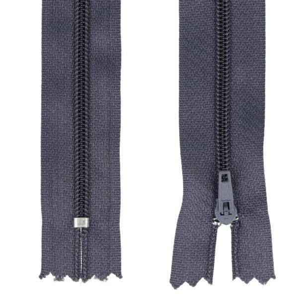 25 zippers 3mm - 25cm long - color: dark grey
