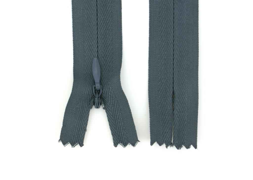zippers, seam is covered - 18cm long - color: dark grey - 10 pieces
