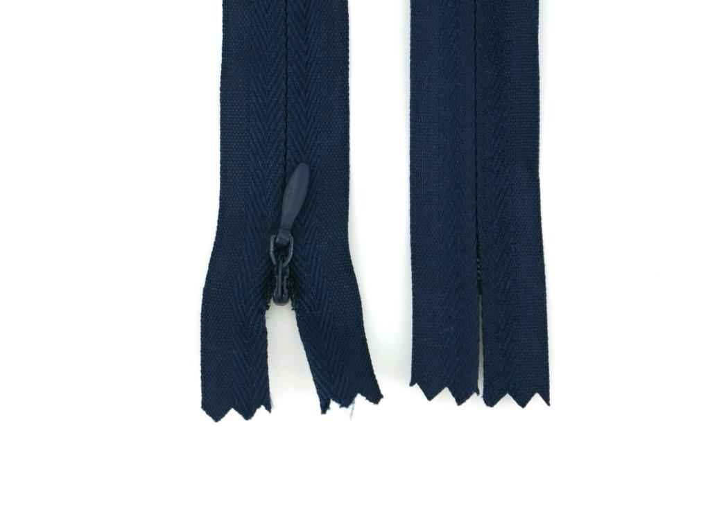zippers, seam is covered - 18cm long - color: dark blue - 10 pieces