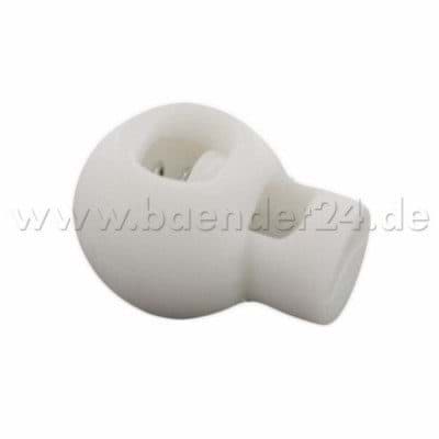 20mm cord stopper with 5mm hole, ball shape, white, 1 hole - 100 pieces