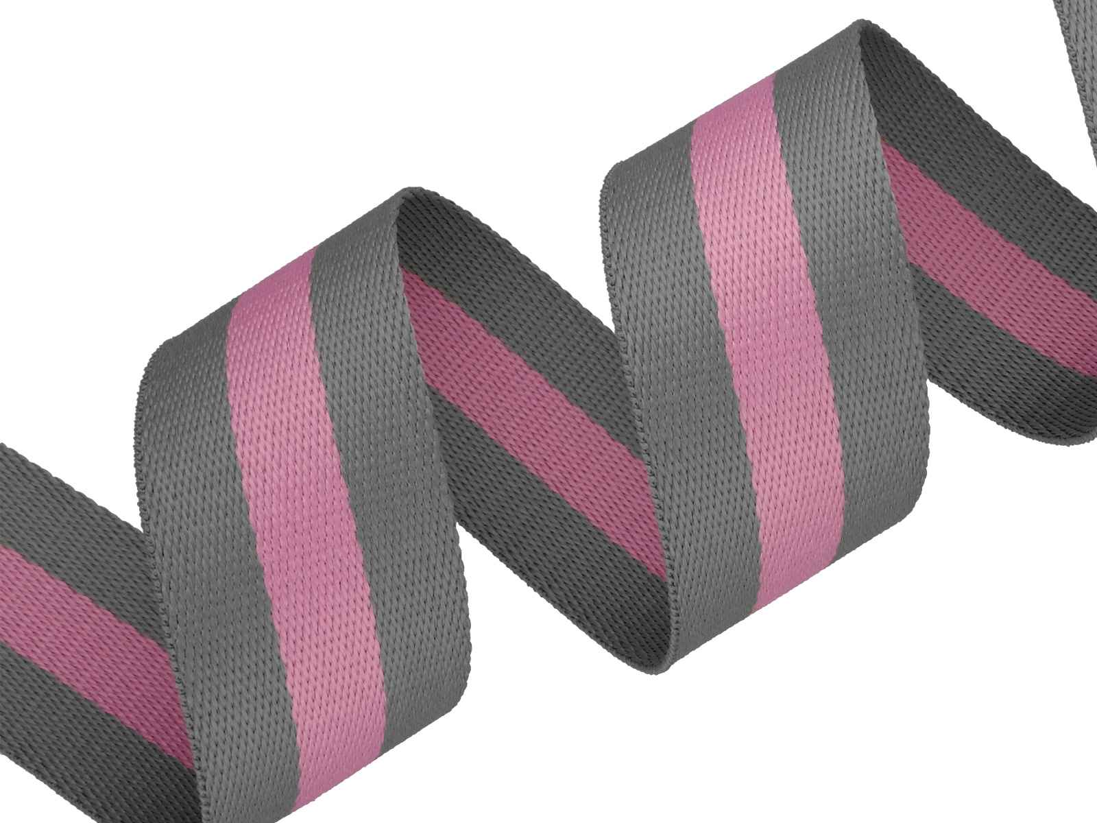 4m Gurtband aus Polycotton - 38mm breit - 1,2mm dick Farbe: Grau / Rosa