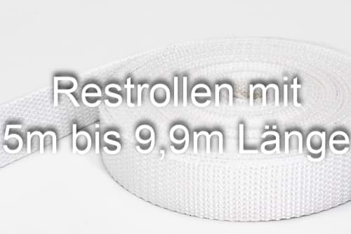 Restpostenbox 25mm breites PP-Gurtband 1,2mm stark, 50m - weiß (UV)