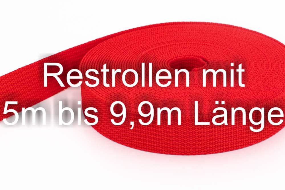 Restpostenbox 40mm breites PP-Gurtband 1,8mm stark, 25m - rot (UV)