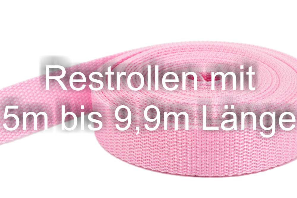 Restpostenbox 25mm breites PP-Gurtband 1,4mm stark, 50m - rosa (UV)