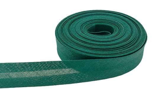 Schrägband aus Baumwolle - 20mm breit - Farbe: Tannengrün - 10m Rolle
