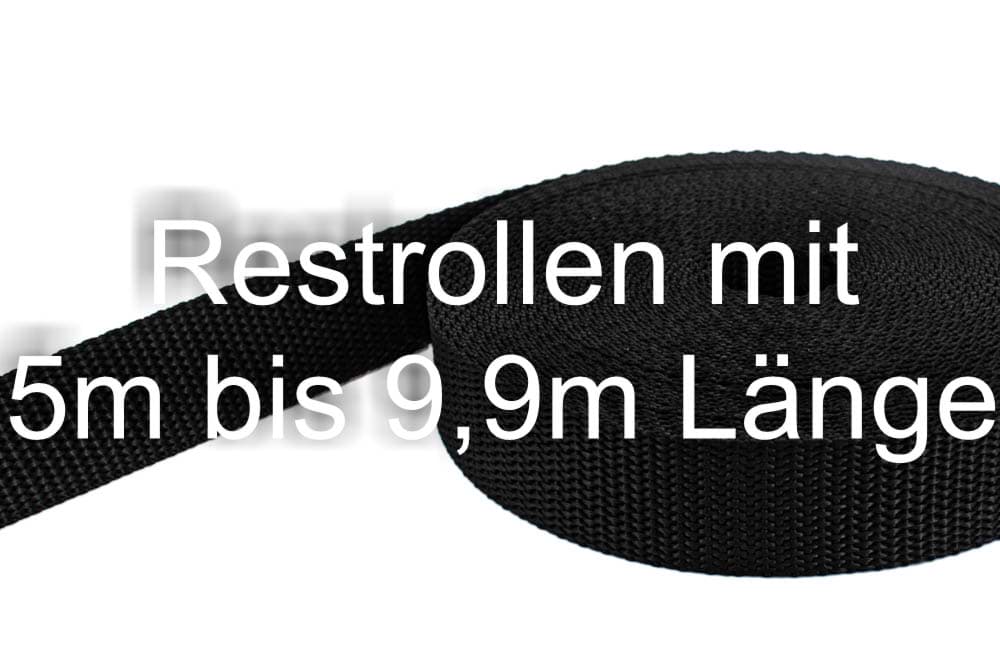 Restpostenbox 20mm breites PP-Gurtband 1,4mm stark, 25m - schwarz (UV)