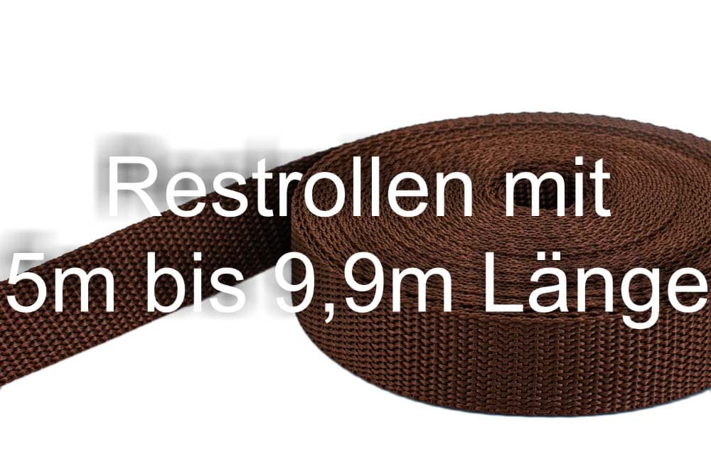 Restpostenbox 40mm breites PP-Gurtband 1,4mm stark, 25m - braun (UV)