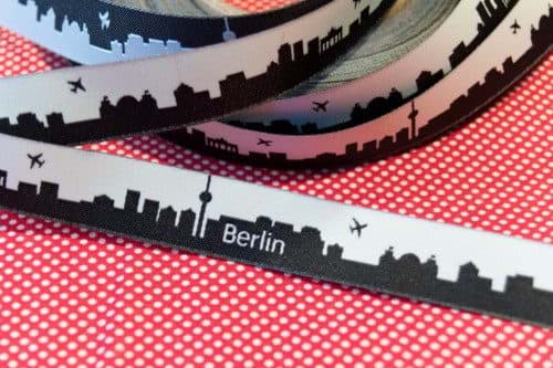 SKYLINE webbing - 16mm wide - BERLIN black/white