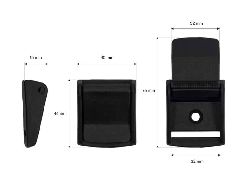 Picture of clamping buckle made of POM, for 30mm wide webbing - 1 piece