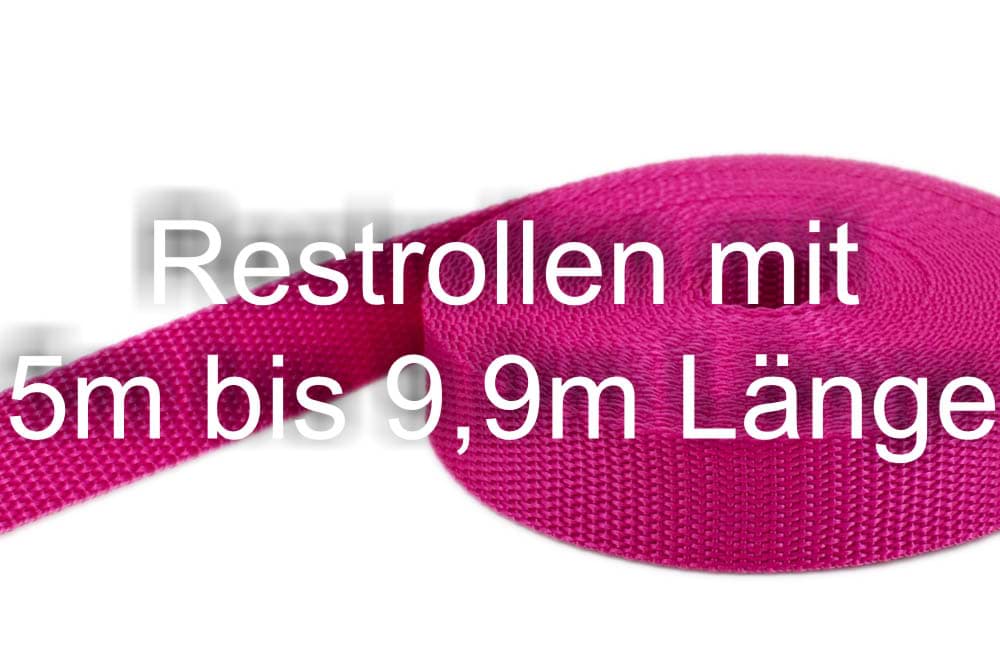 Restpostenbox 20mm breites PP-Gurtband 1,4mm stark, 25m - pink (UV)