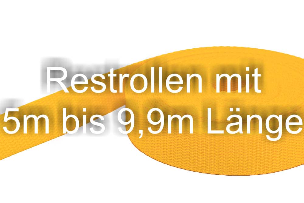 Restpostenbox 20mm breites PP-Gurtband 1,4mm stark, 25m - gelb (UV)