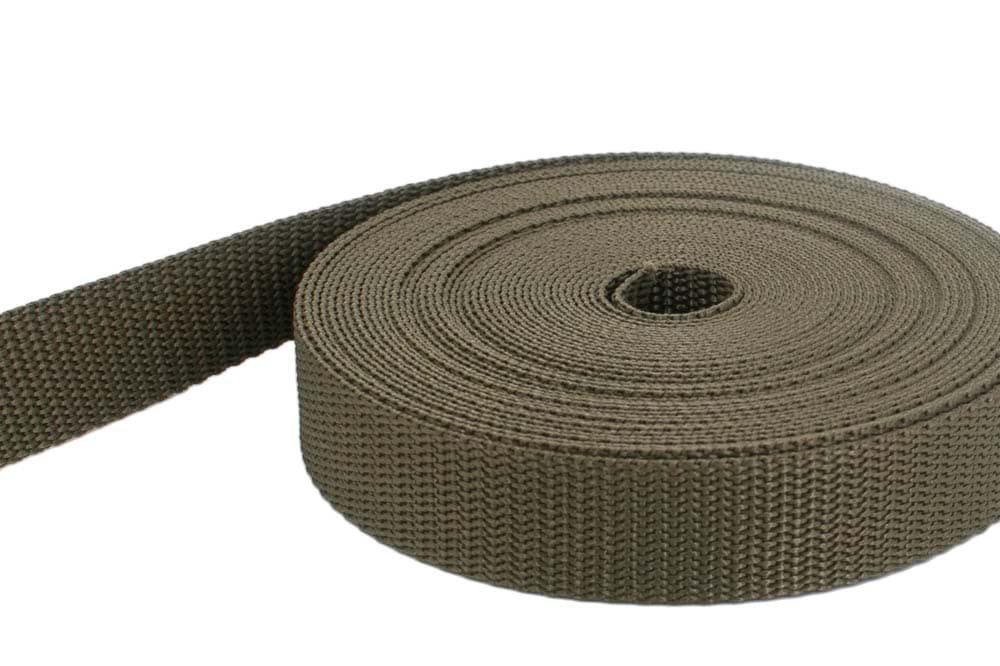 4m PP Gurtband - 20mm breit - 1,4mm stark - khaki (UV)