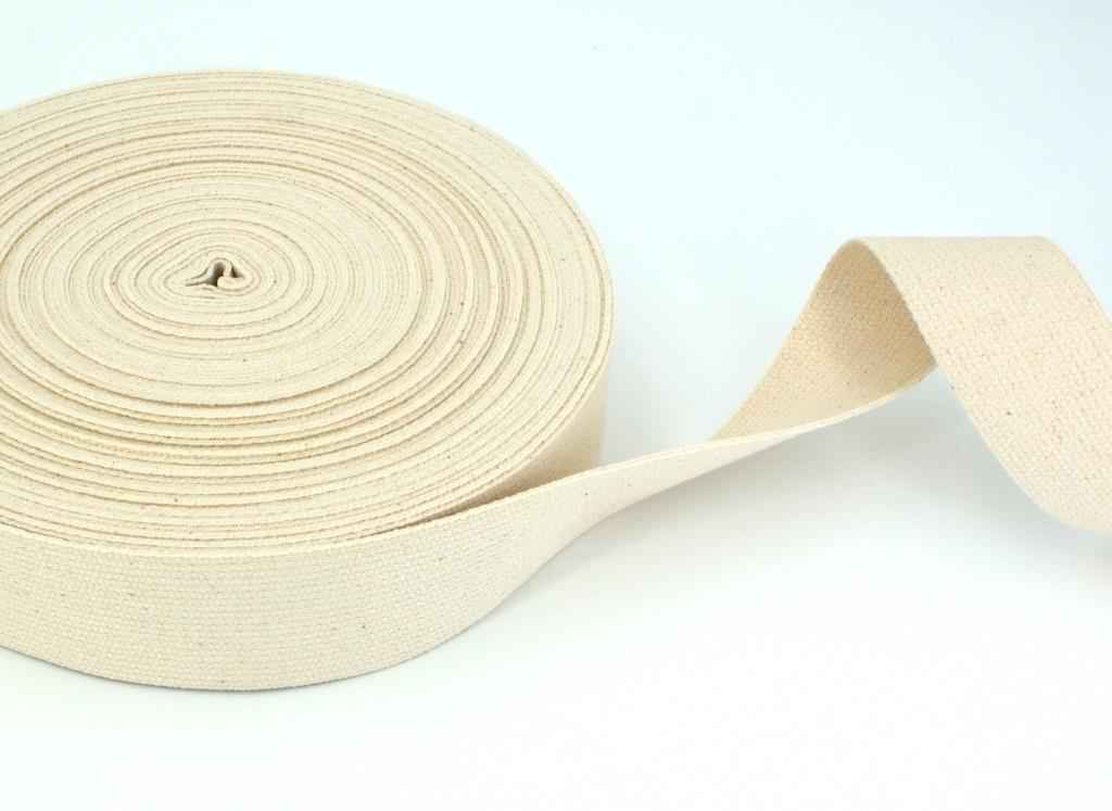 1m cotton webbing - 1,2mm thick - 40mm wide - color: nature