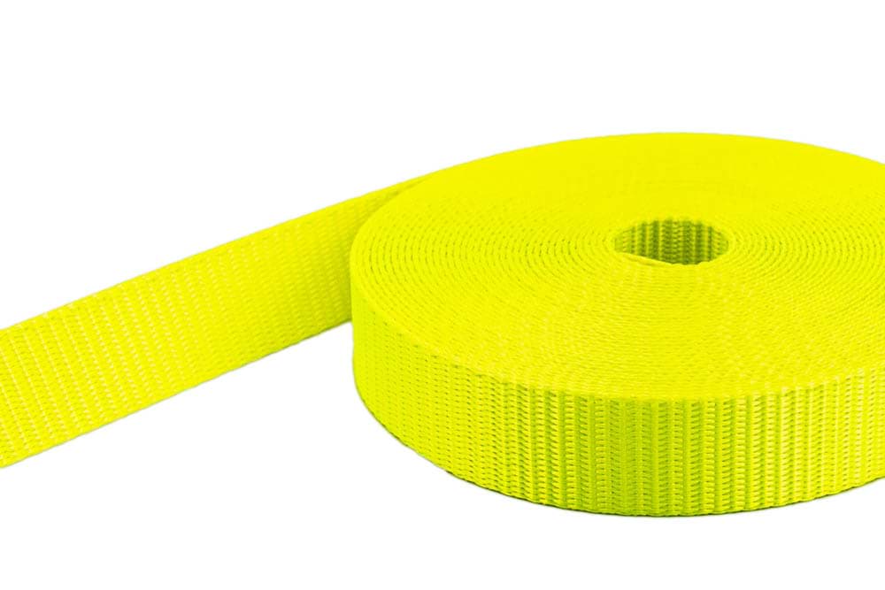 45m PES Gurtband - 20mm breit - 1,4mm stark - neongelb (UV)