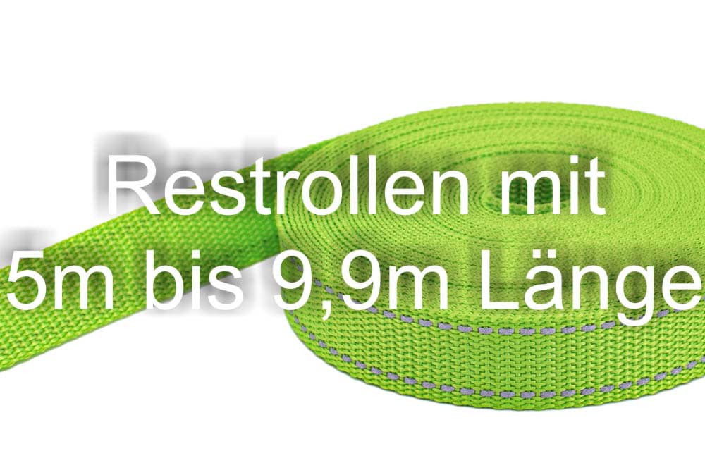 Picture of Restpostenbox 20mm breites PP-Gurtband 1,4mm stark, 25m - limone mit Reflektorstreifen (UV)