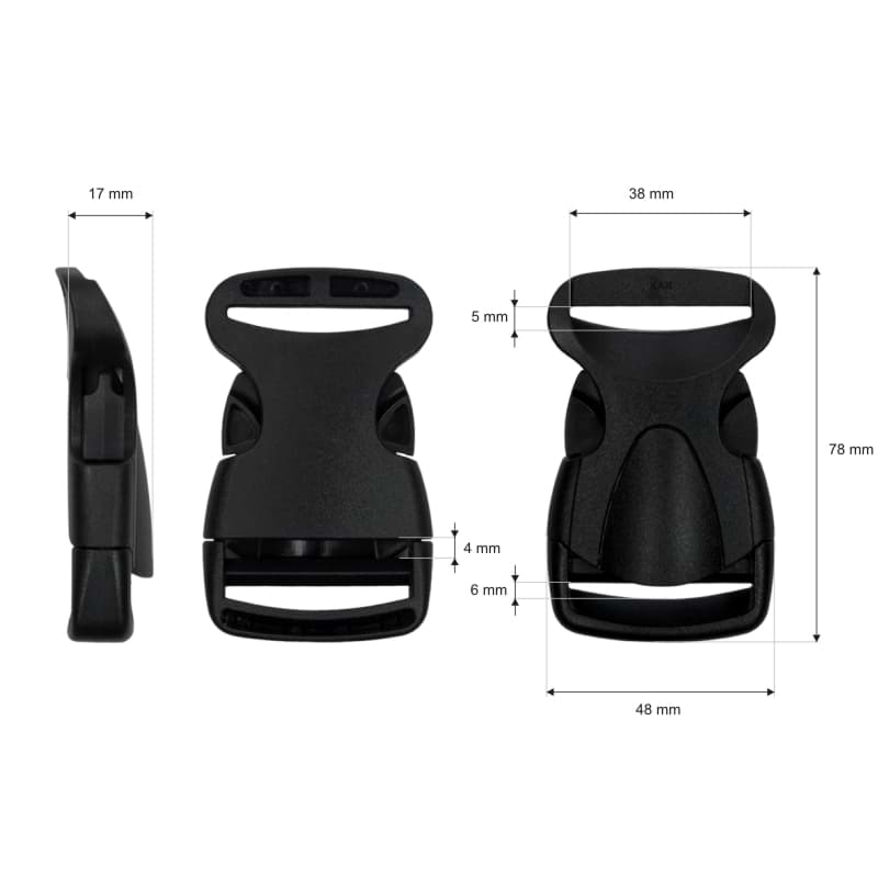 Picture of 50 buckles made of plastic - model BP 64 - for 40mm wide webbing