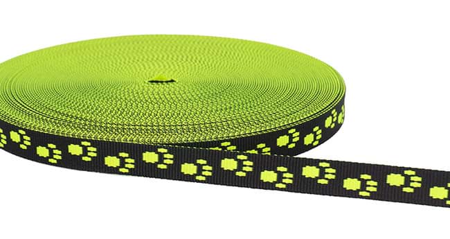 25m roll paw webbing - color: black / neon yellow - 15mm wide