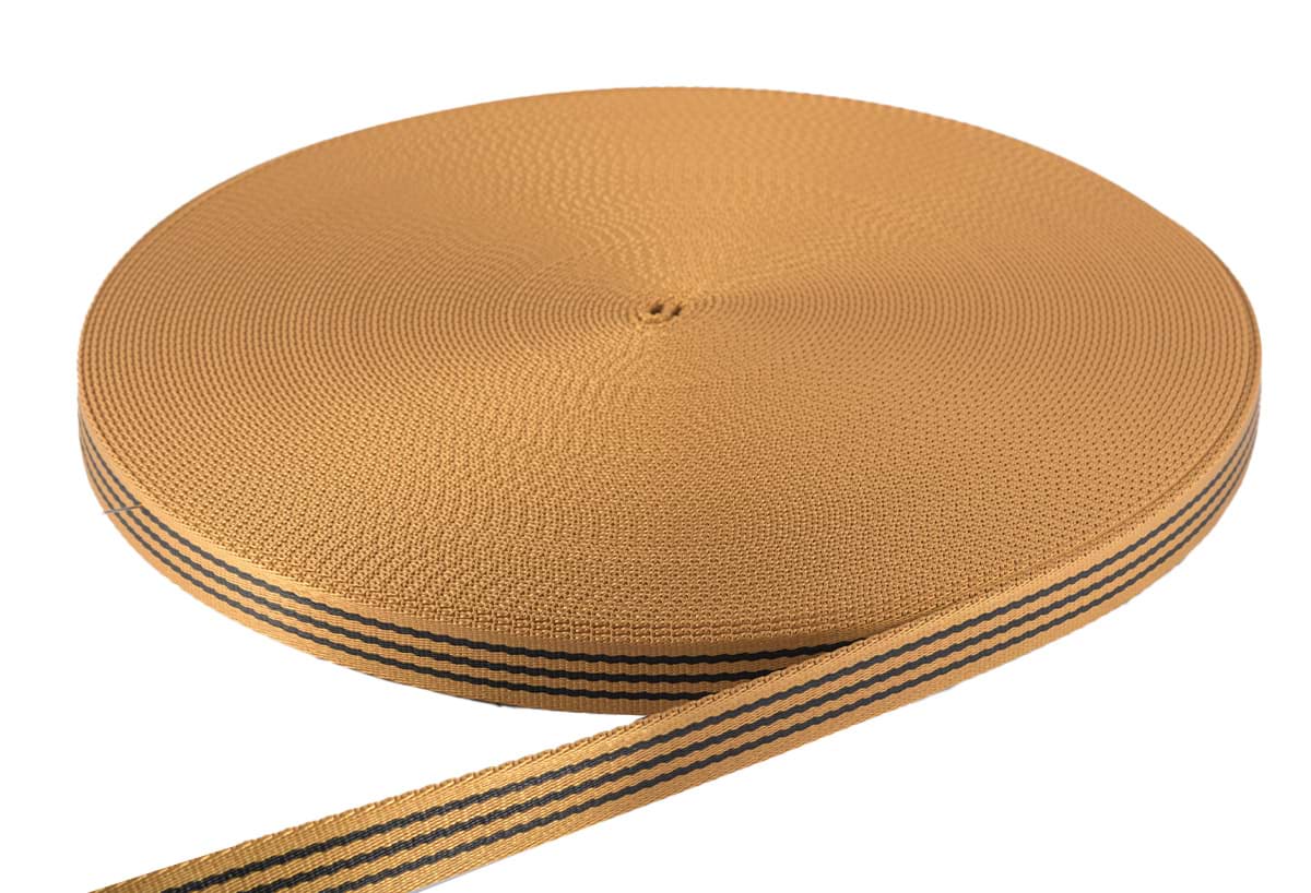 Picture of 50m PP Gurtband - 23mm breit - 2,4mm stark - cognac mit Streifen