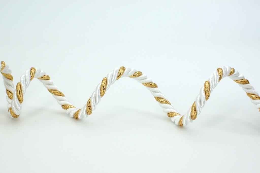 7mm cord twisted - color: white/gold - 20m spool