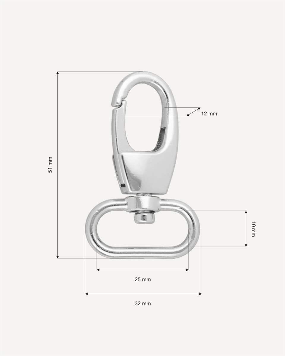 carabiner made of zinc die casting, for 25mm webbing, 5,2cm long - 50 pieces, Picture 2