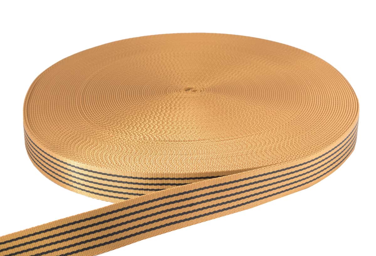 Picture of 50m PP Gurtband - 38mm breit - 2,4mm stark - cognac mit Streifen