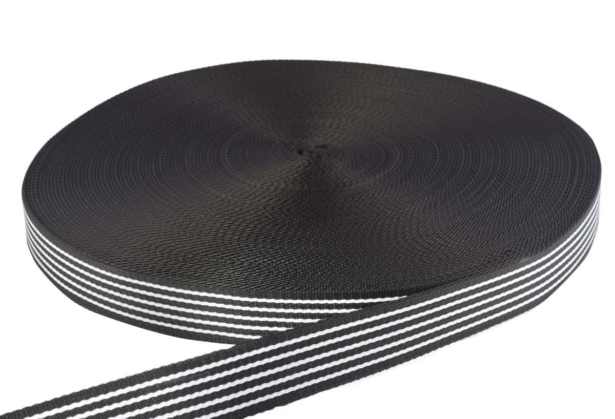 Picture of 50m PP Gurtband - 38mm breit - 2,4mm stark - schwarz mit Streifen
