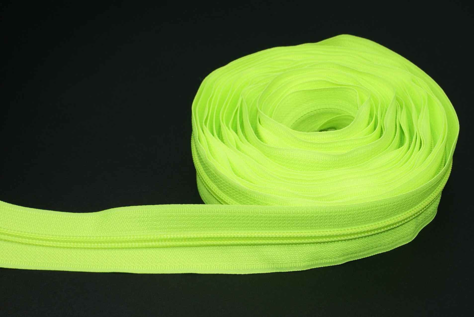 5m slide fastener, 5mm rail, color: neon yellow