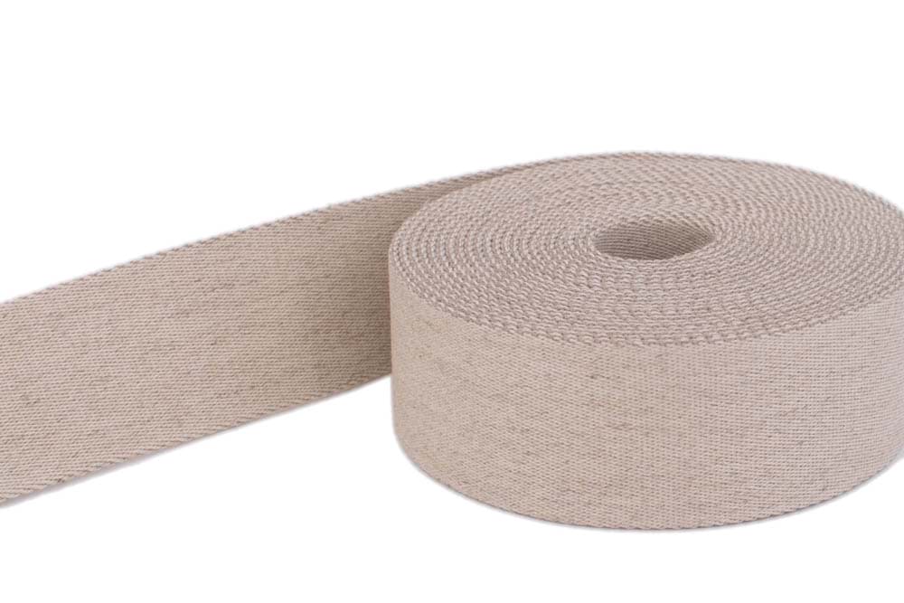 5m belt strap / bags webbing - color: natural, mottled - 40mm wide