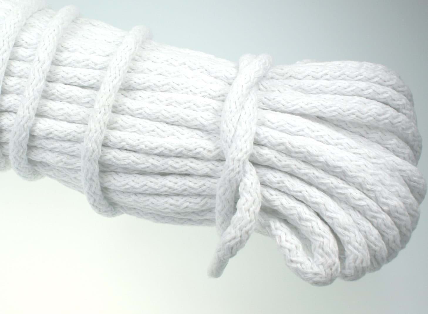 25m cotton cord / BW cord - 8mm thick - color: white