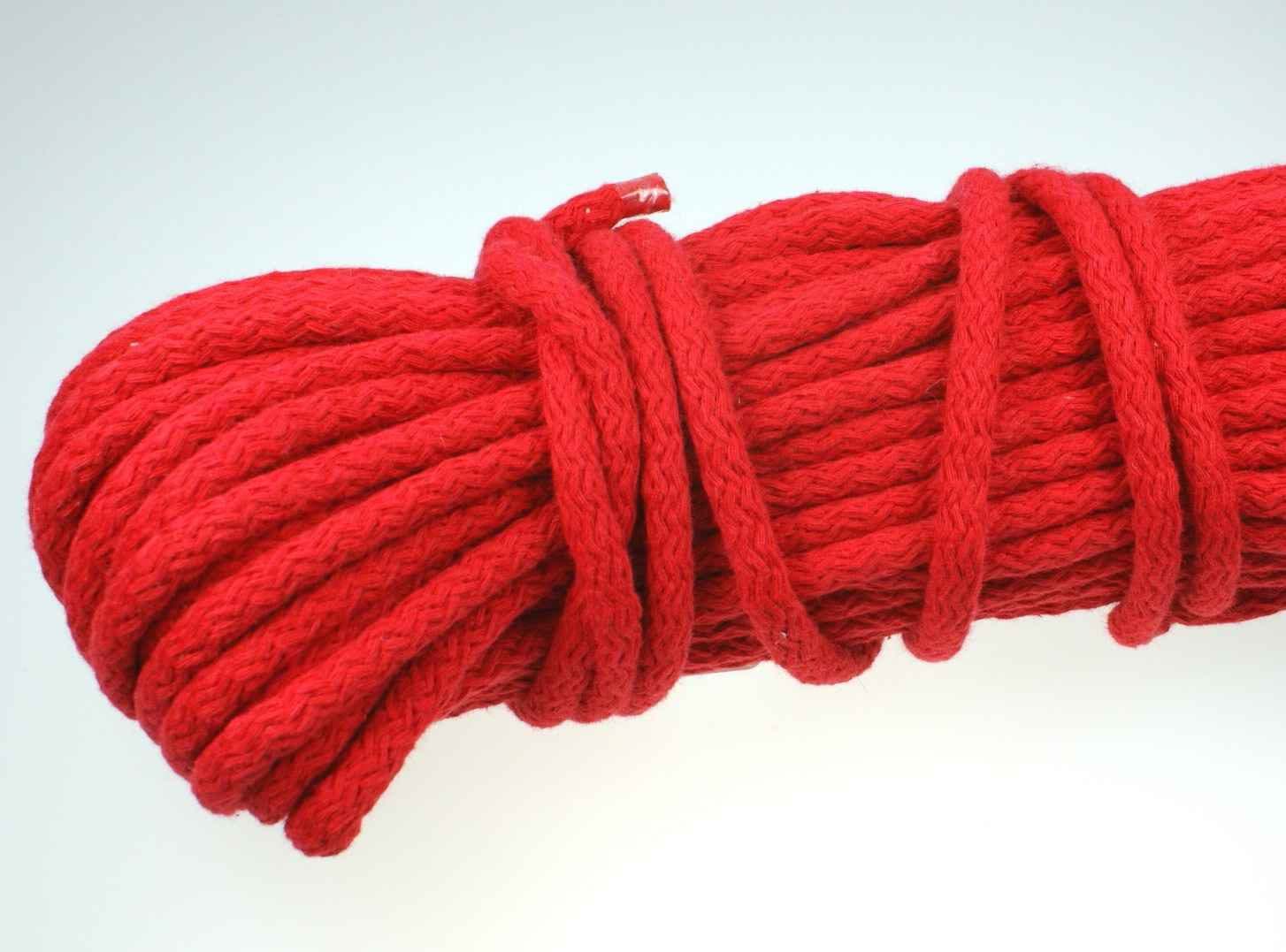 25m cotton cord / BW cord - 8mm thick - color: red