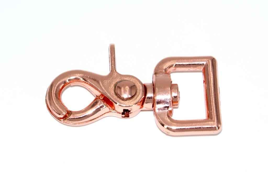 scissor carabiner for 20mm wide webbing - 6,3cm long - rose gold - 1 piece