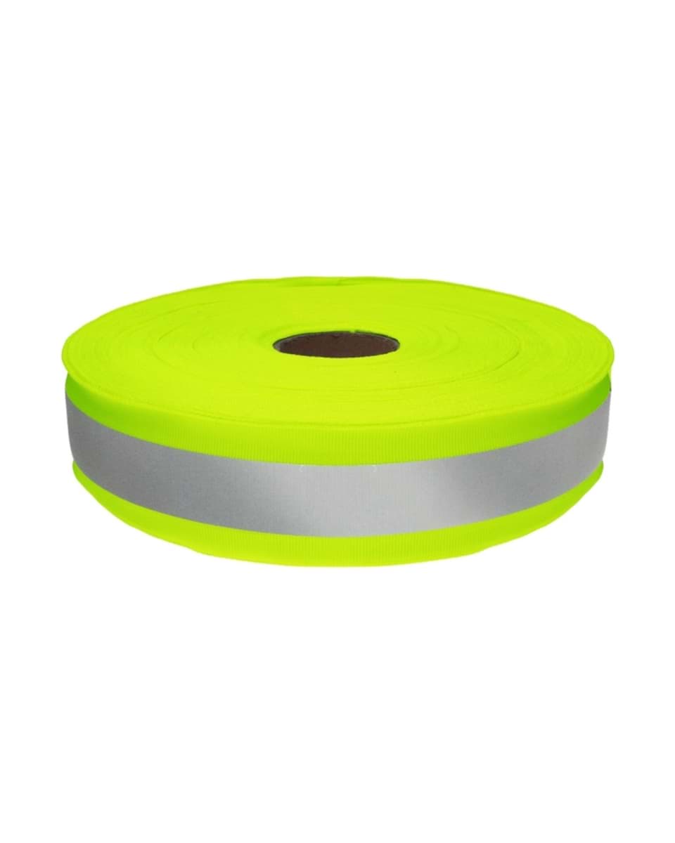 50m reflective ribbon 40mm wide - neon green - for sewing on