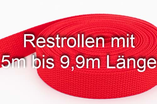 Restpostenbox 20mm breites PP-Gurtband 1,2mm stark, 25m - rot (UV)