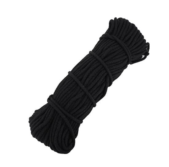 50m cotton cord - 6mm thick with core- colour: black