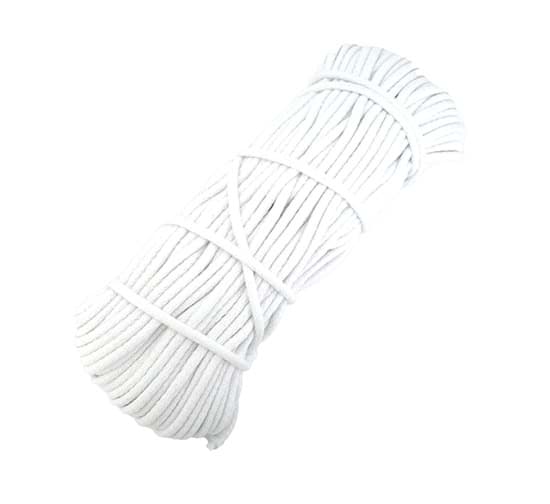 50m cotton cord - 6mm thick with core - colour: white