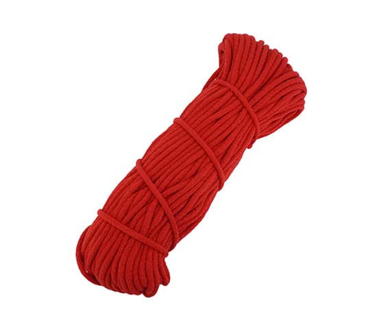 50m cotton cord - 6mm thick with core - colour: red