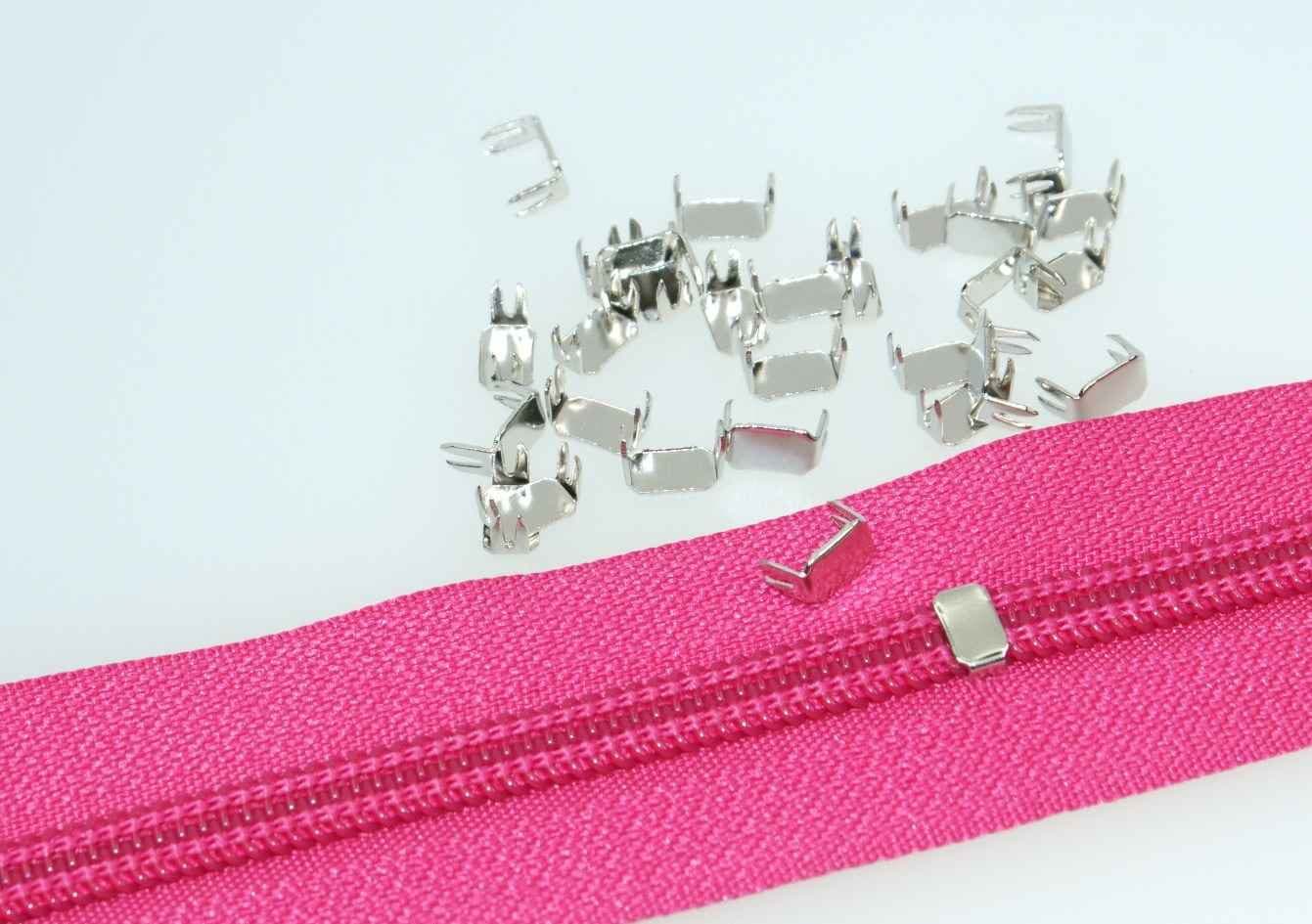 5mm zipper ends - silver - 10g (approx. 65 pieces)
