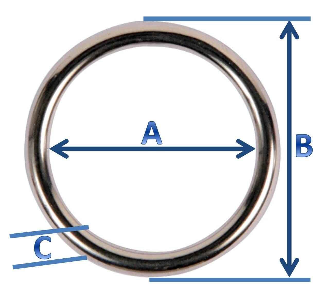 40mm o-ring (inner measurement) - 6mm thick - welded made of steel - nickel-plated - 10 pieces, Picture 2