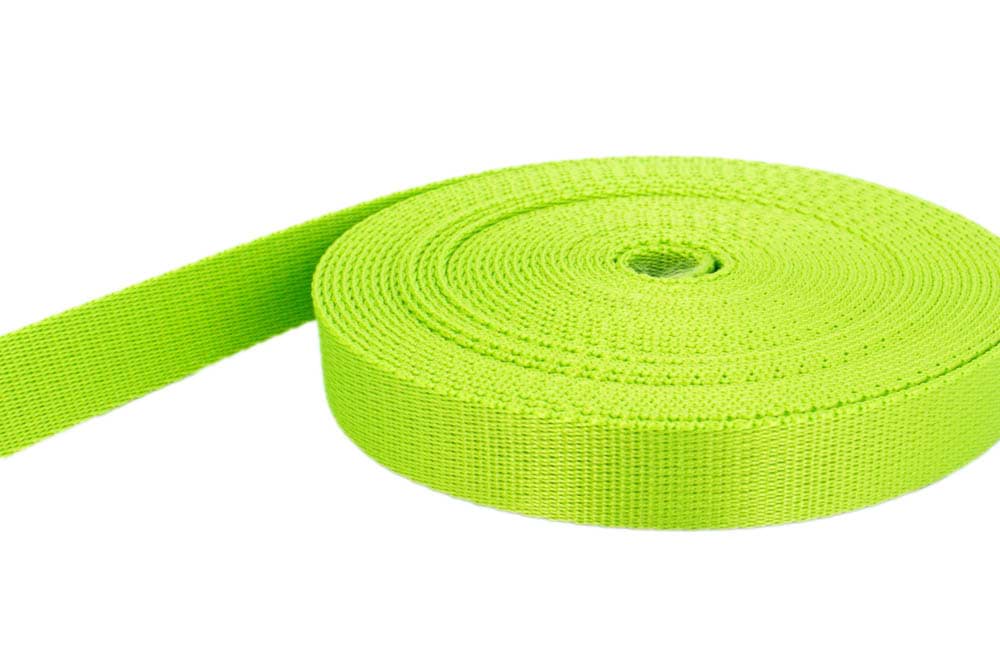 10m PP webbing - 20mm width - 2mm thick - lime (UV)