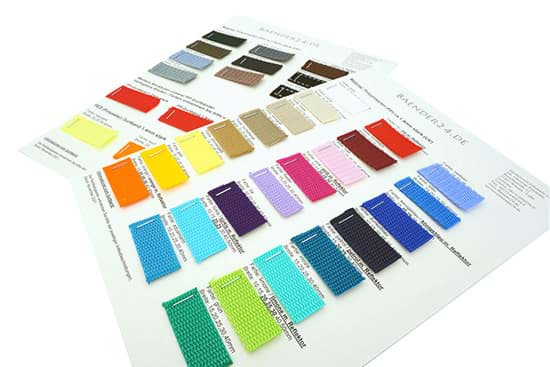 Sample cards for belt straps/bag straps
