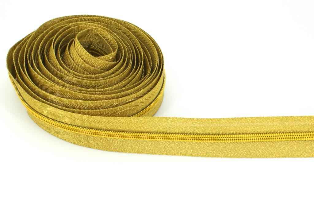 5m zipper, 5mm rail, color: gold