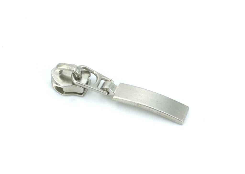slider for 5mm zippers - 42mm long - color: silver - 10 pieces
