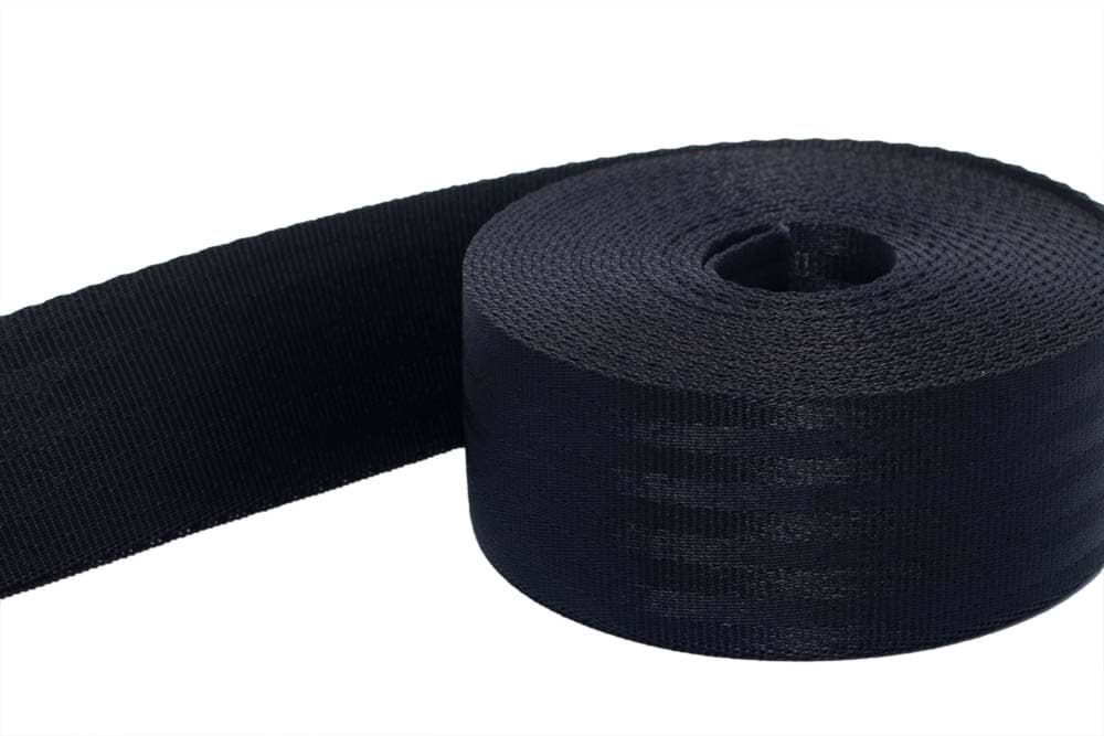 1m Sicherheitsgurtband schwarz aus Polyamid, 48mm breit, bis 2t belastbar