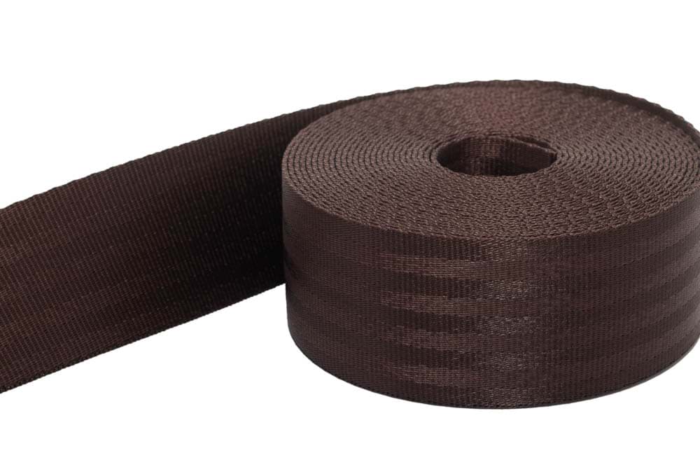 1m Sicherheitsgurtband dunkelbraun aus Polyamid, 48mm breit, bis 2t belastbar